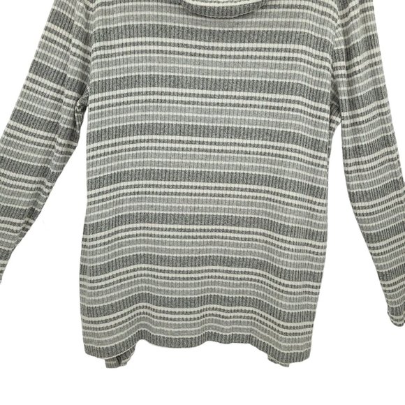 Chicos Zenergy Cowl Neck Striped Sweater Womens 2 US 12/14 Long Sleeve Gray - Picture 9 of 15